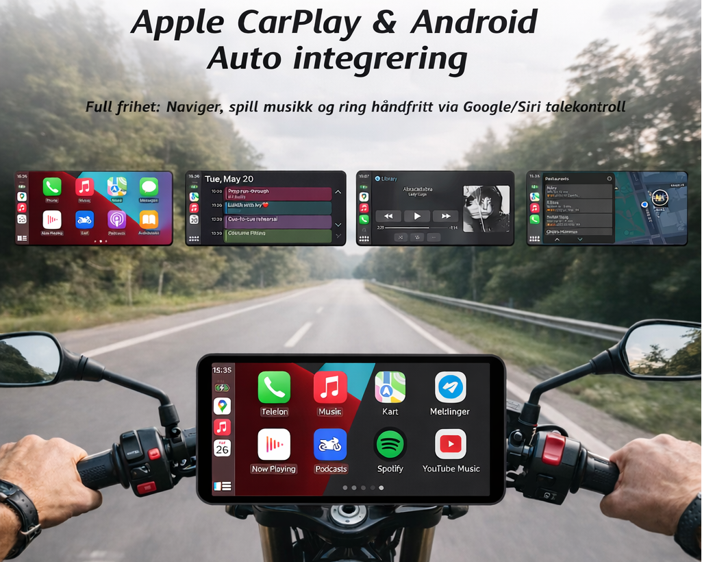 6" Trådløs Smartskjerm med ApplePlay og AndroidAuto