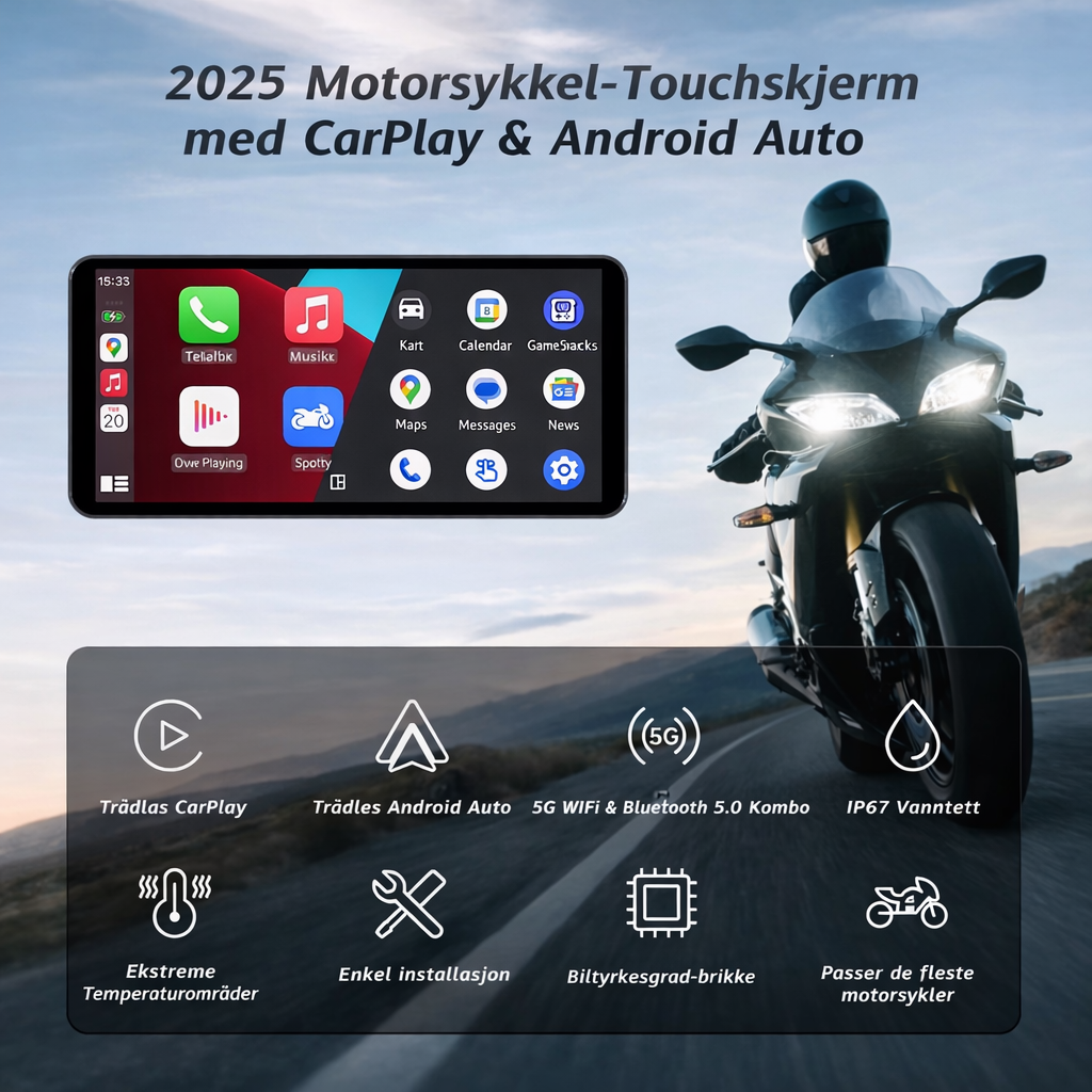 6" Trådløs Smartskjerm med ApplePlay og AndroidAuto